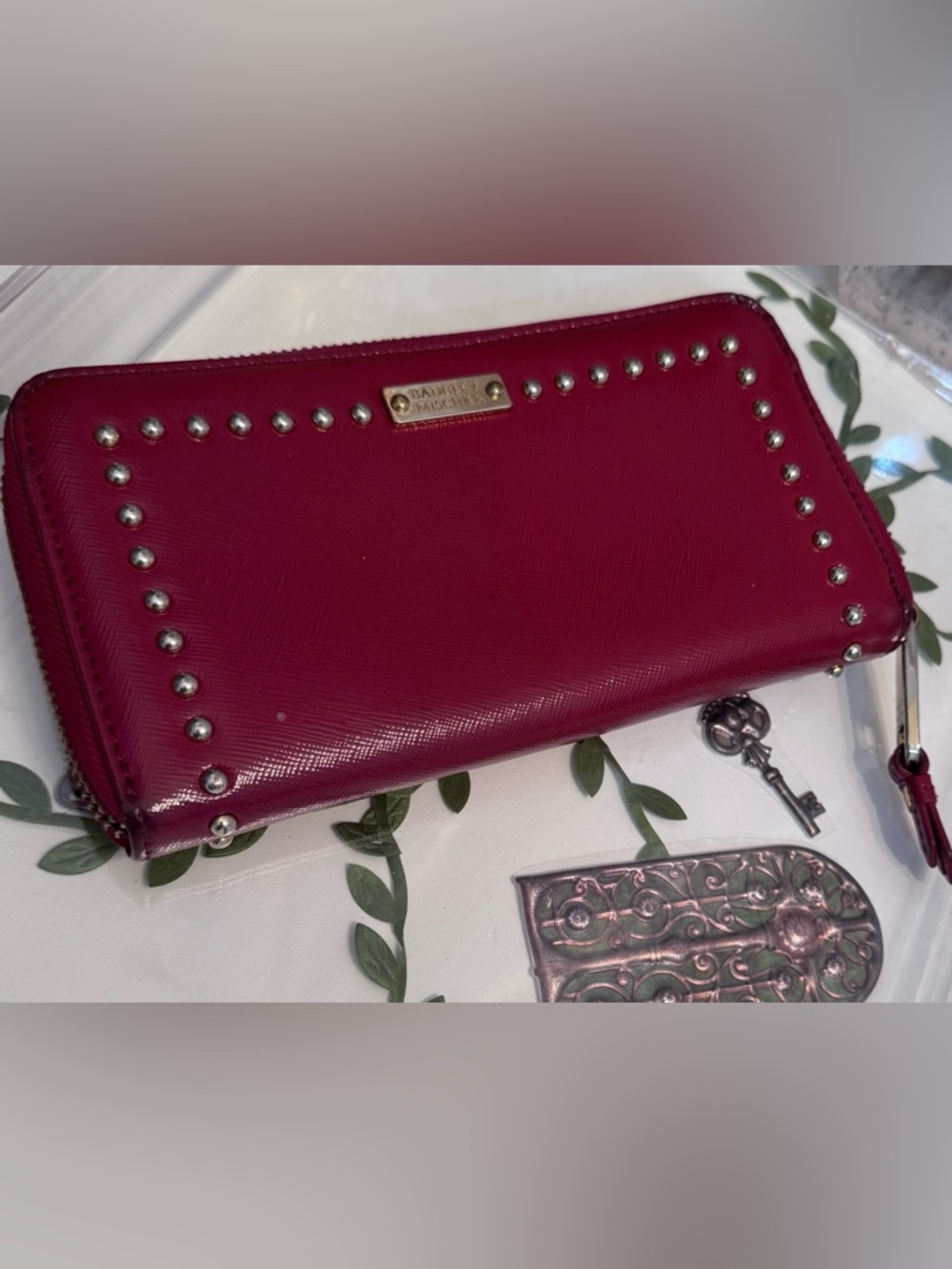 Badgley Mischka Red Studded Wallet